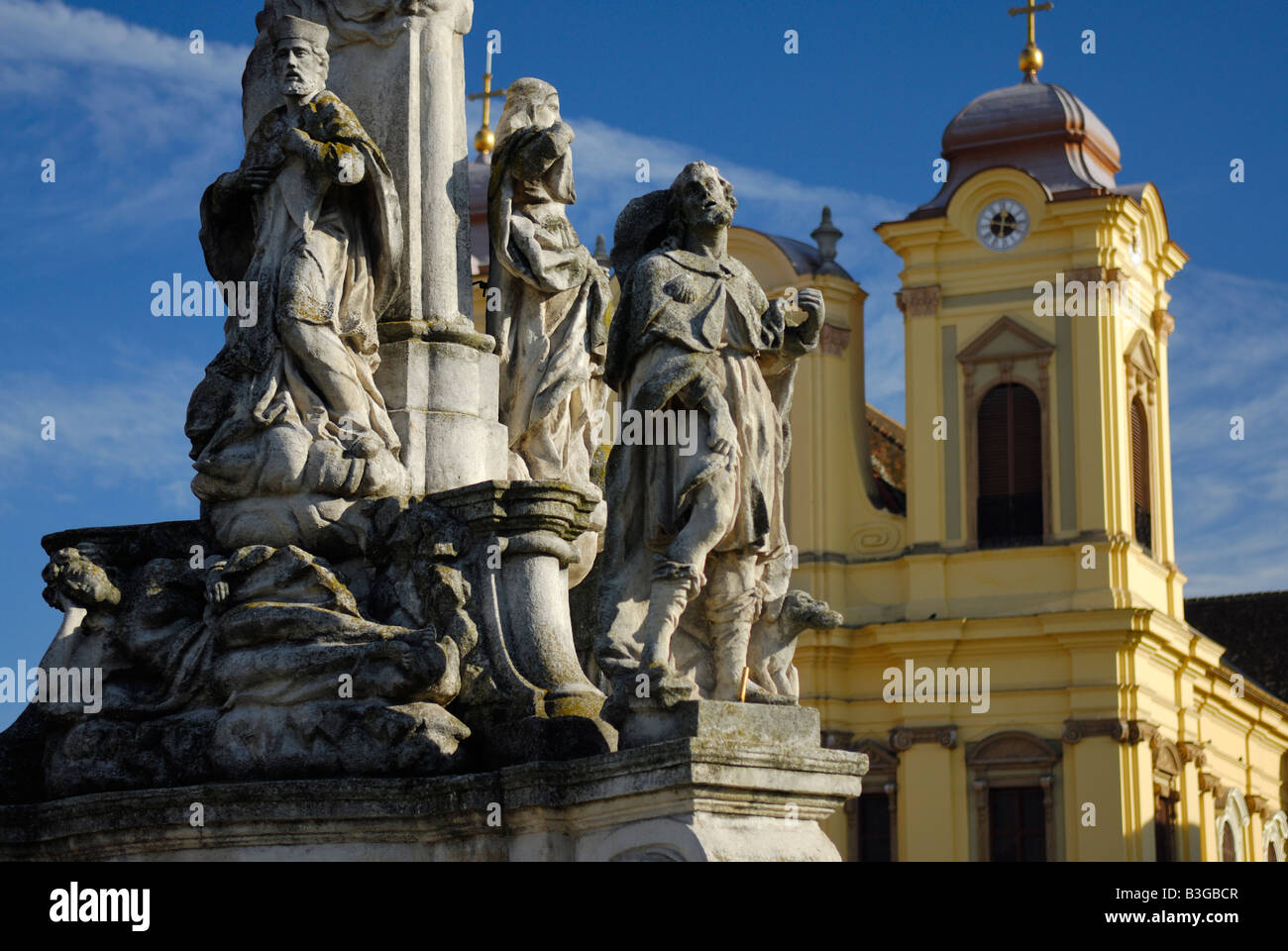 Plague Colmn Rome Plague Column with Roman Catholic Cathedral in background on Piata ...