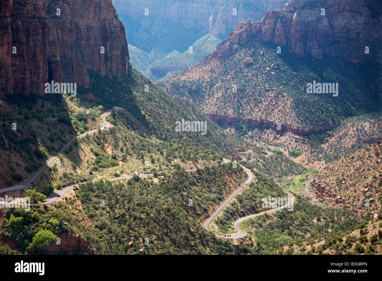 Zion National Park Utah Utah Highway 9 runs through Pine Creek Canyon and Lower Zion Canyon Stock Photo