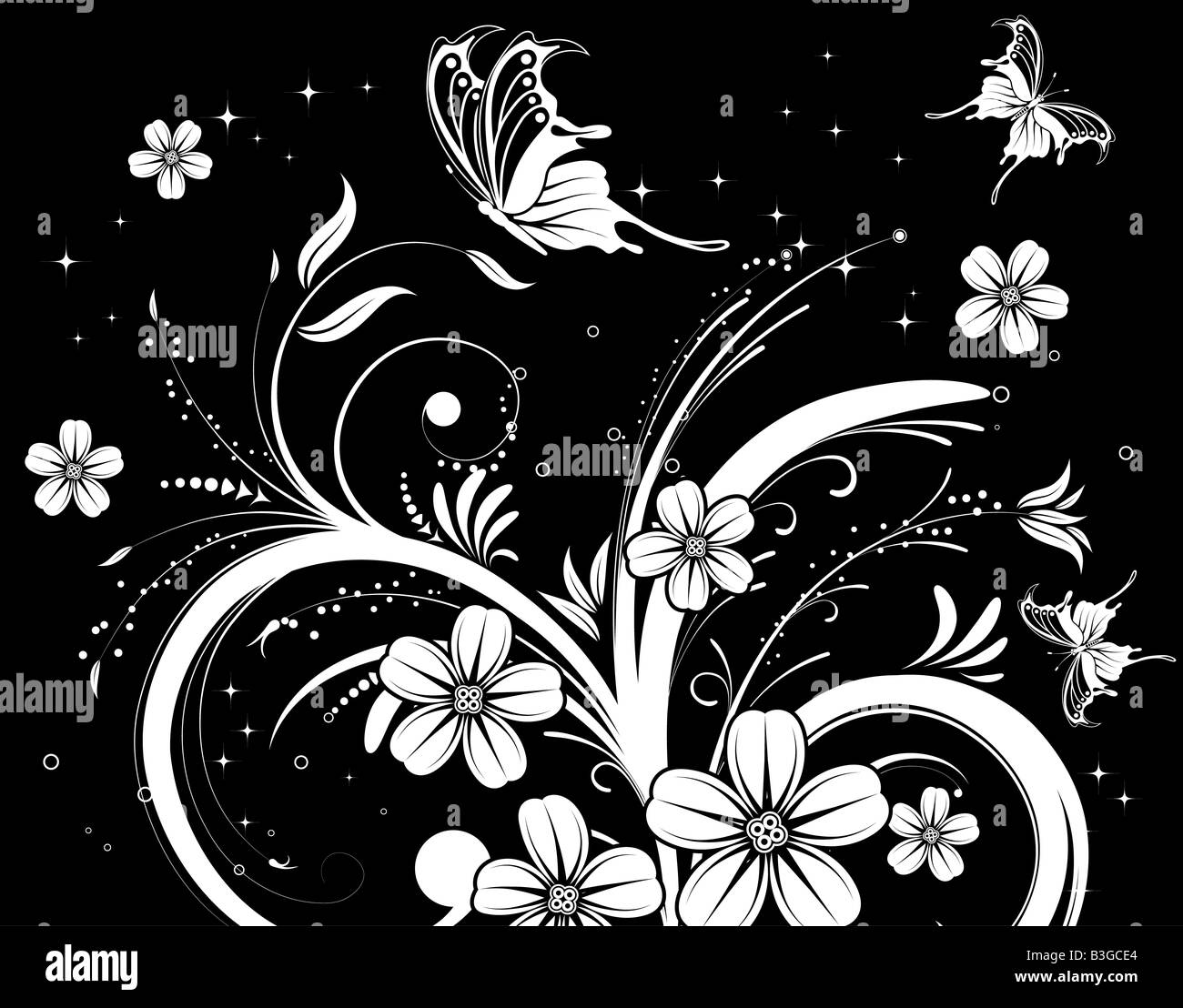 Flower background with butterfly Stock Photo - Alamy
