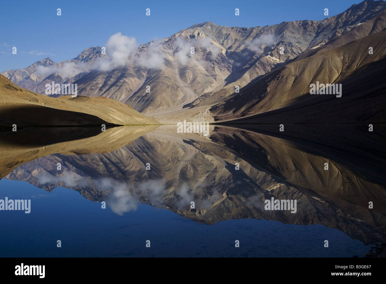 Chandra Taal (Moon Lake), a high altitude lake in the Lahaul & Spiti district of Himachal Pradesh. India Stock Photo