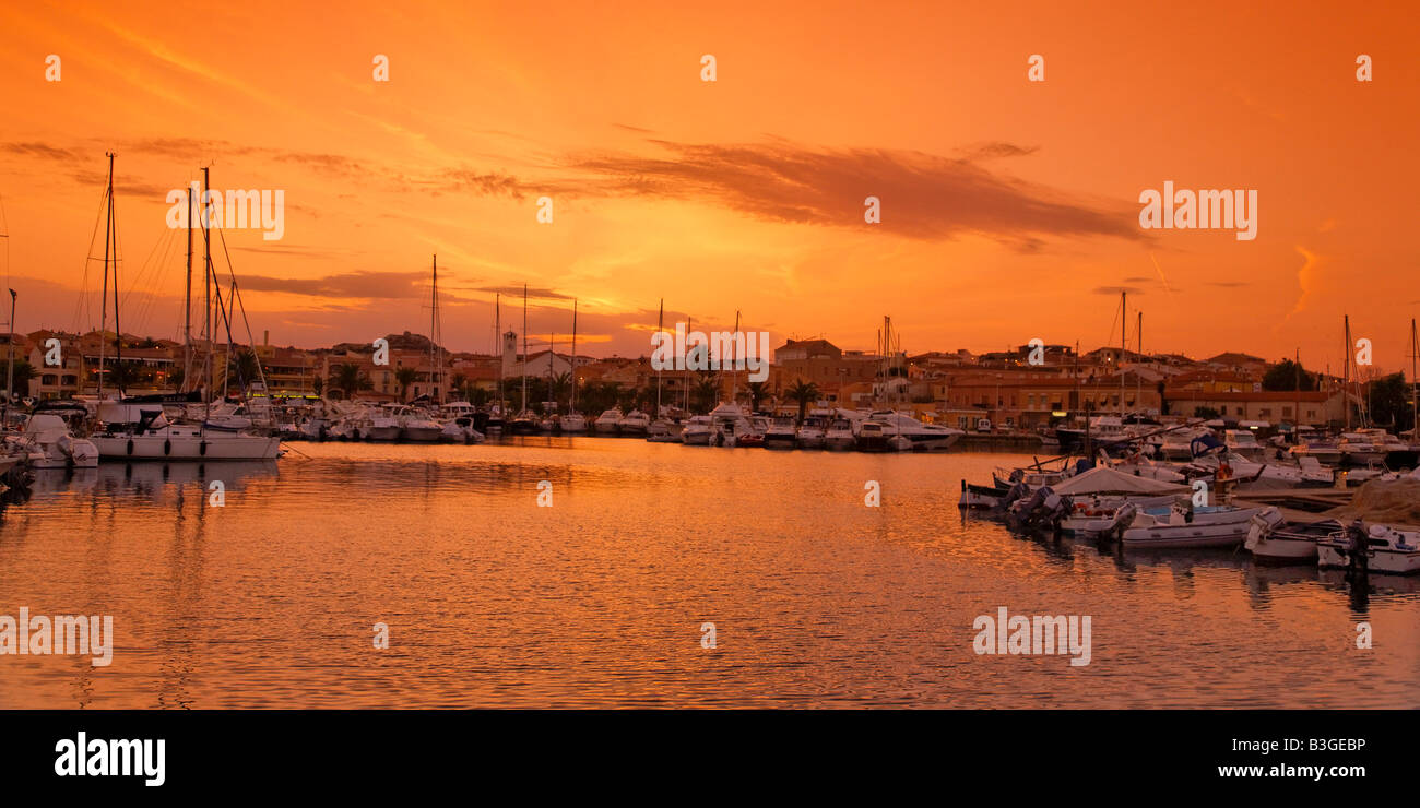 Italy Sardinia Palau harbour sunset Stock Photo