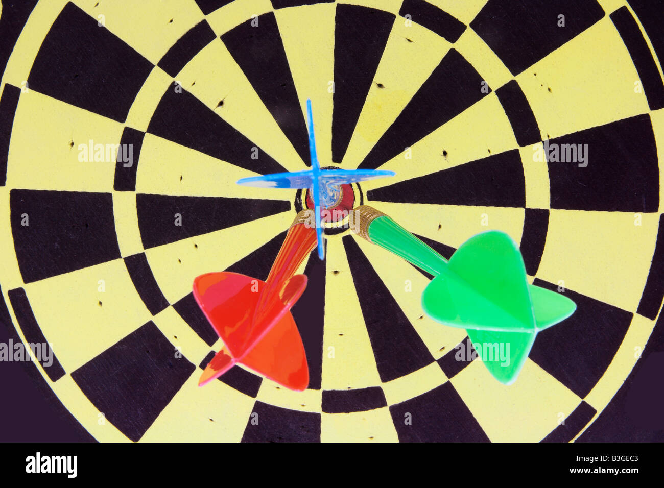 Darts on Dart Board Stock Photo Alamy