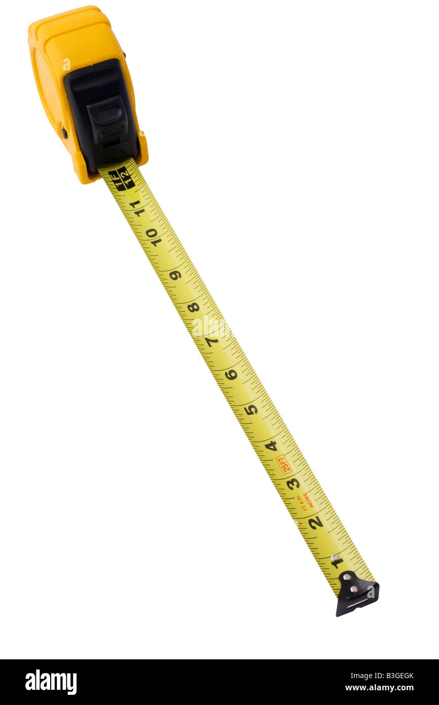 measuring tape suring 1 foot isolated on white background Stock