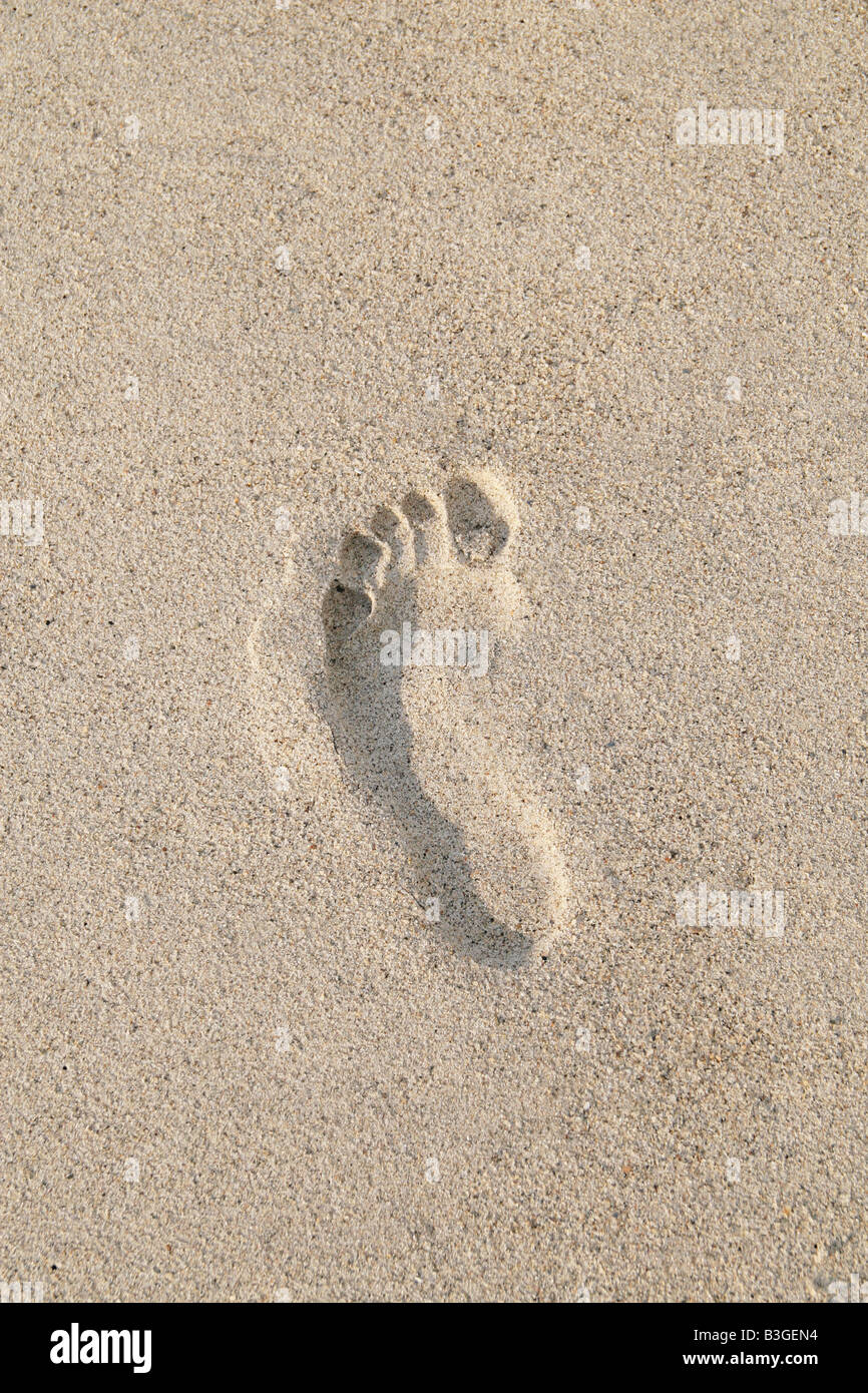 footprint in the sand Stock Photo