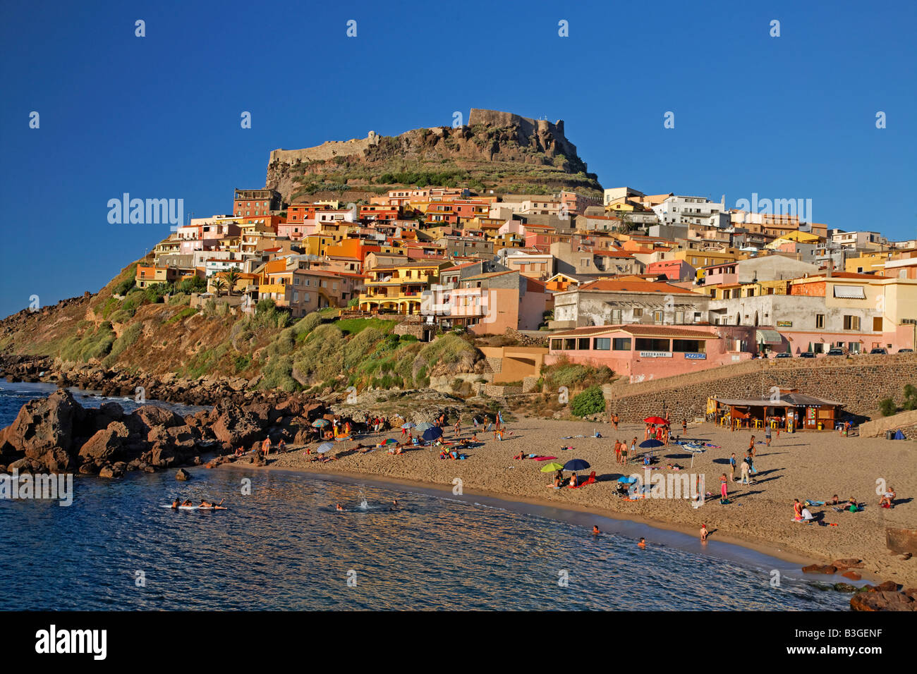 Italy Sardinia Castelsardo beach Stock Photo