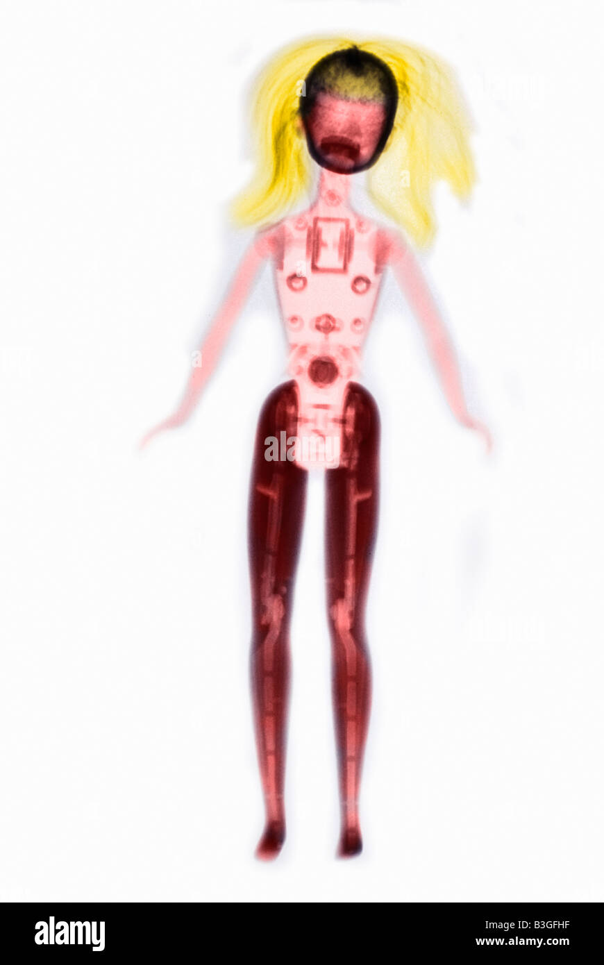 colorized x ray of a doll Stock Photo