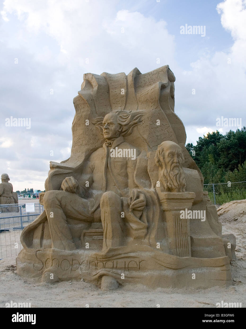 The sand sculpture of Artur Schopenhauer 1788-1860 Stock Photo