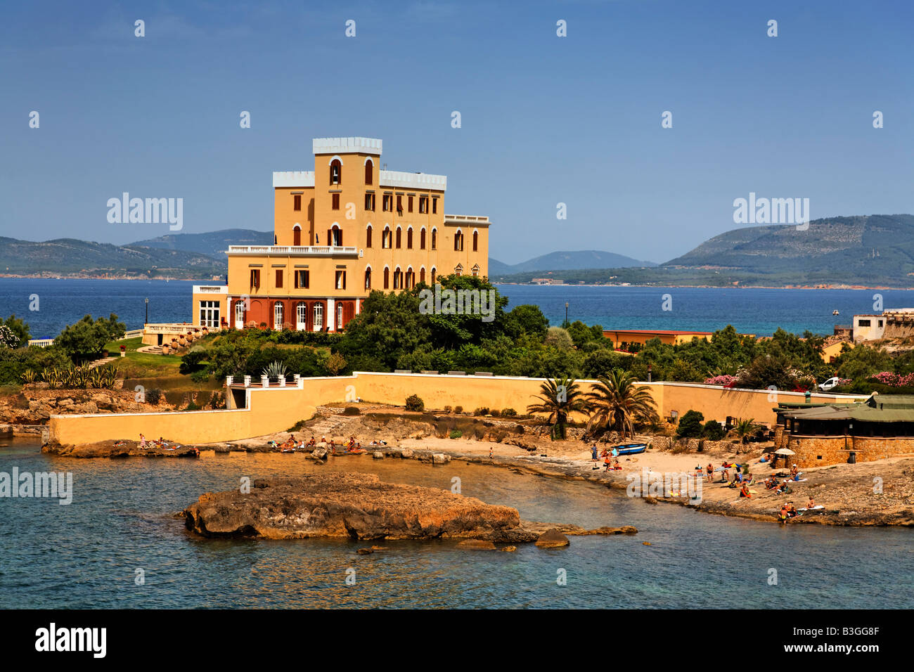 Italy Sardinia Alghero Villa Las Tronas Art deco Hotel Stock Photo