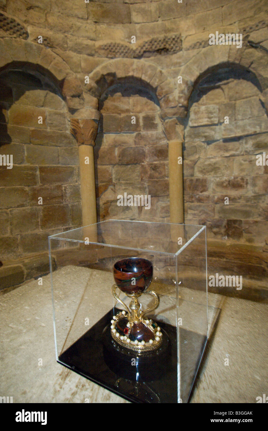 Cup made of jewelry said to be the Holy Grial kept at San Juan de la Peña sanctuary, Spain Stock Photo