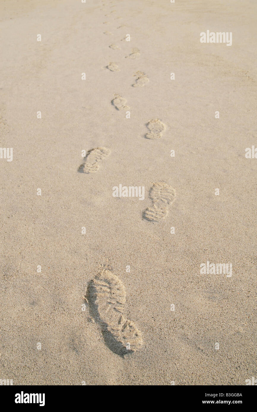 footprints in the sand Stock Photo