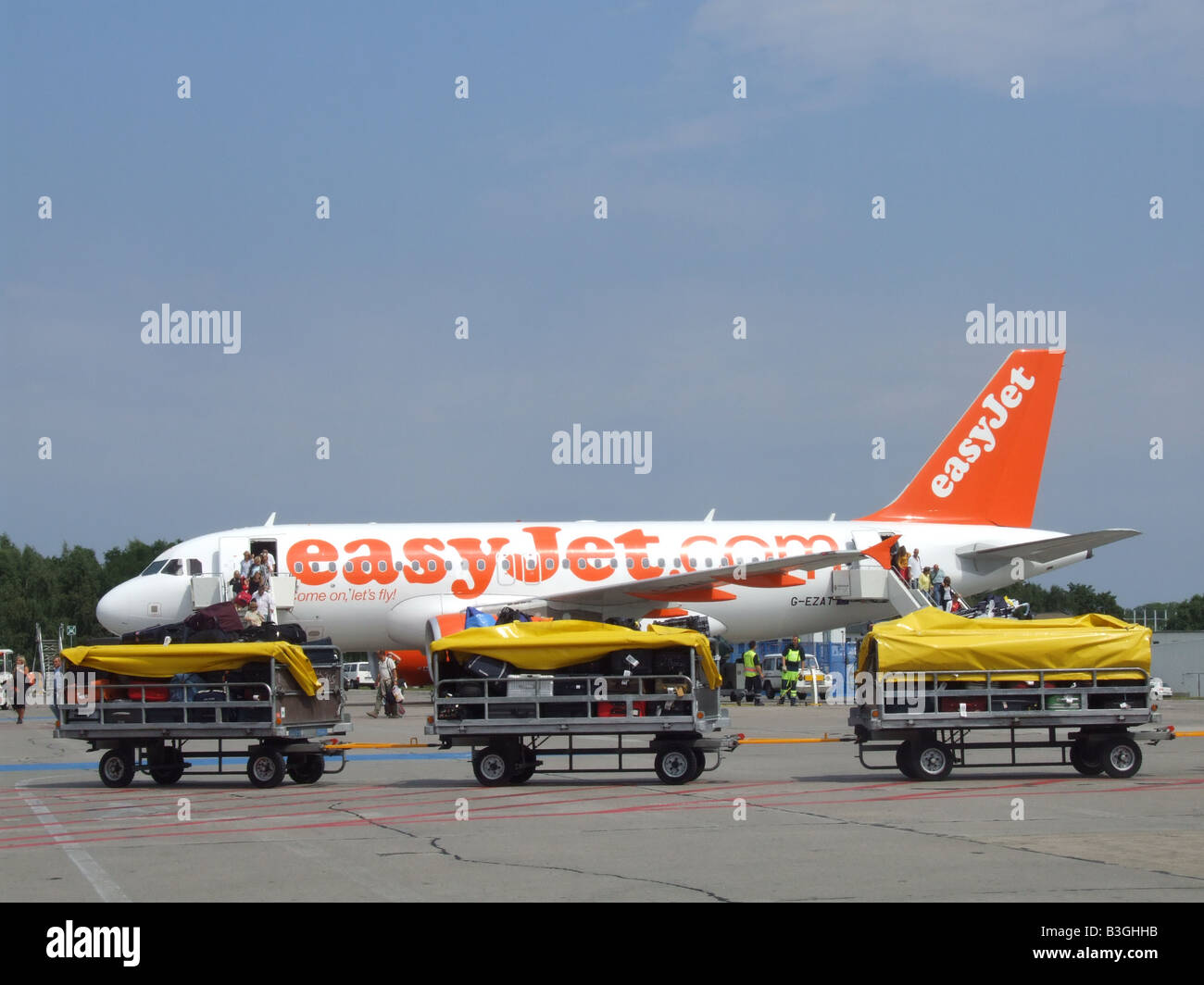 detail of easy jet plane on airport tarmac Stock Photo