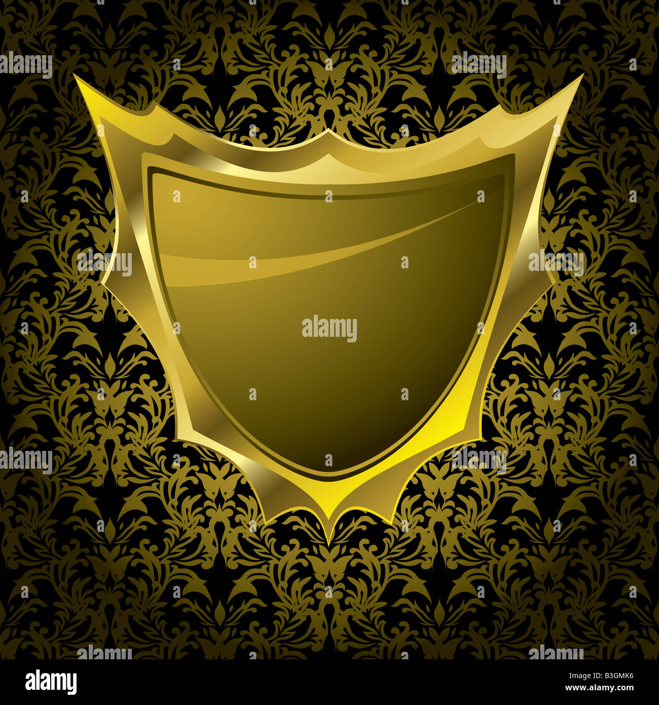 golden shield layed over a floral background wallpaper Stock Photo - Alamy