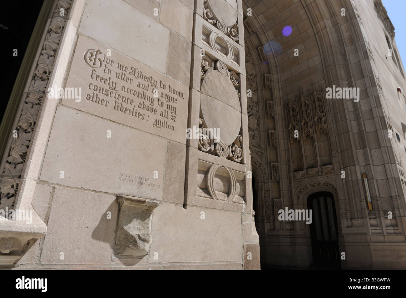Collection of historical rocks and bricks. Facade of the Chicago ...