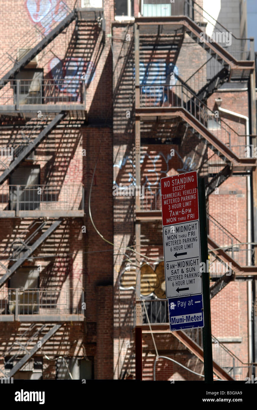 Parking restriction signs in Midtown Manhattan in New York on Saturday August 16 2002 Richard B Levine Stock Photo