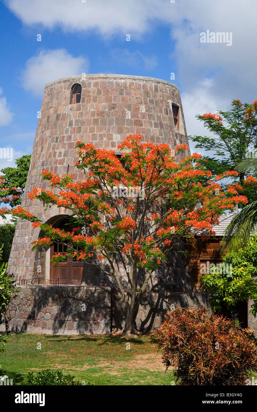 Sugar Mill converted cottage in Nevis in the Caribbean Stock Photo