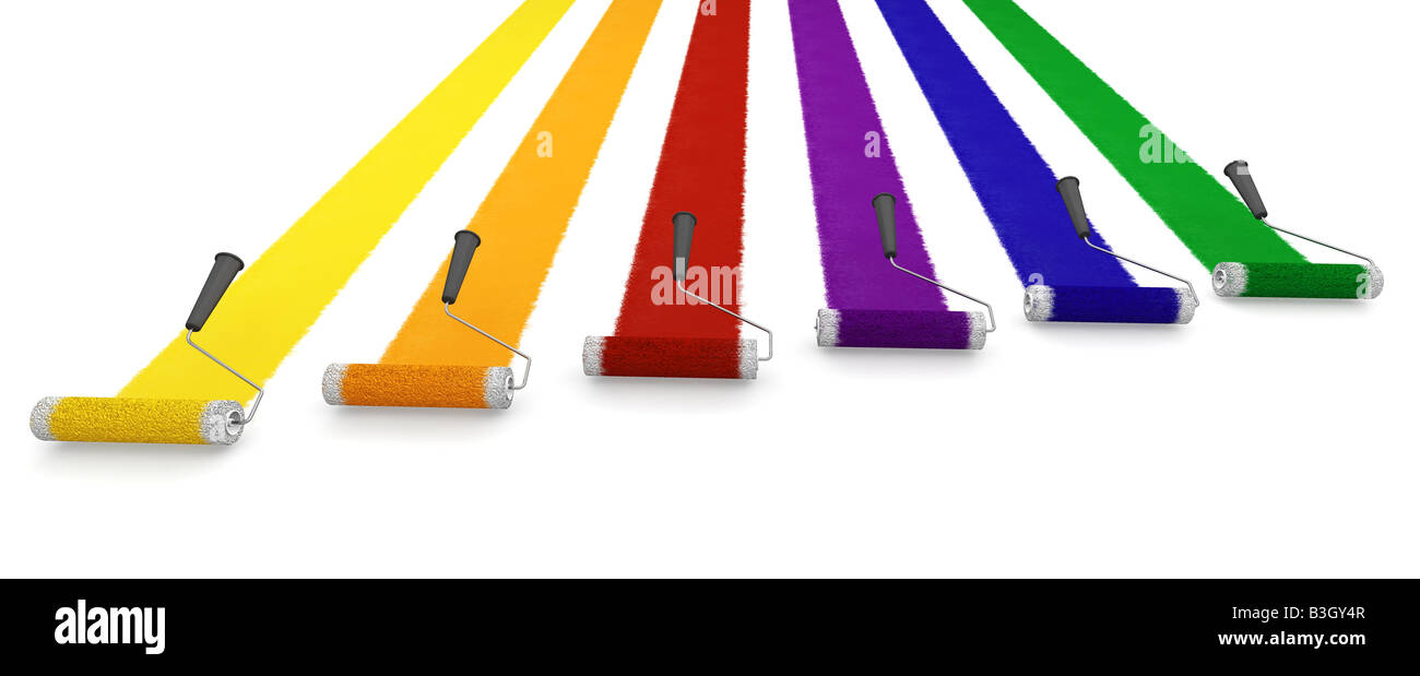 3D render of paint rollers Stock Photo - Alamy