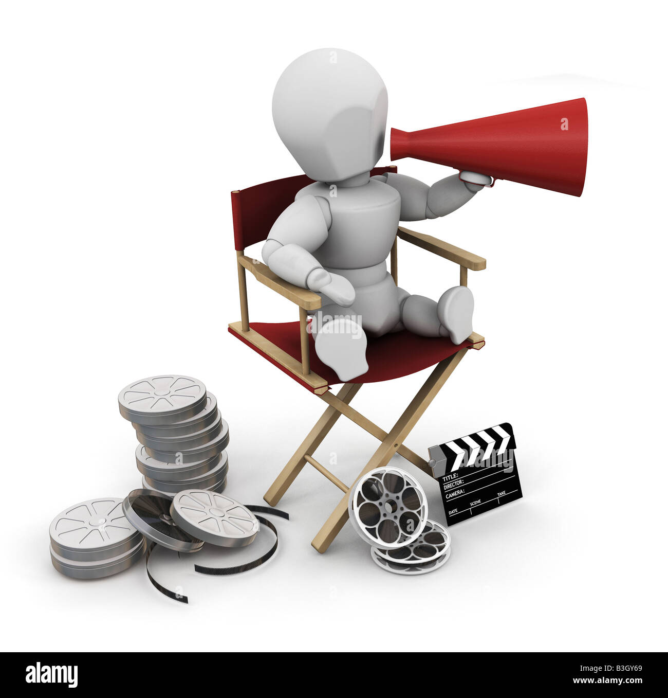 3D render of a film director Stock Photo