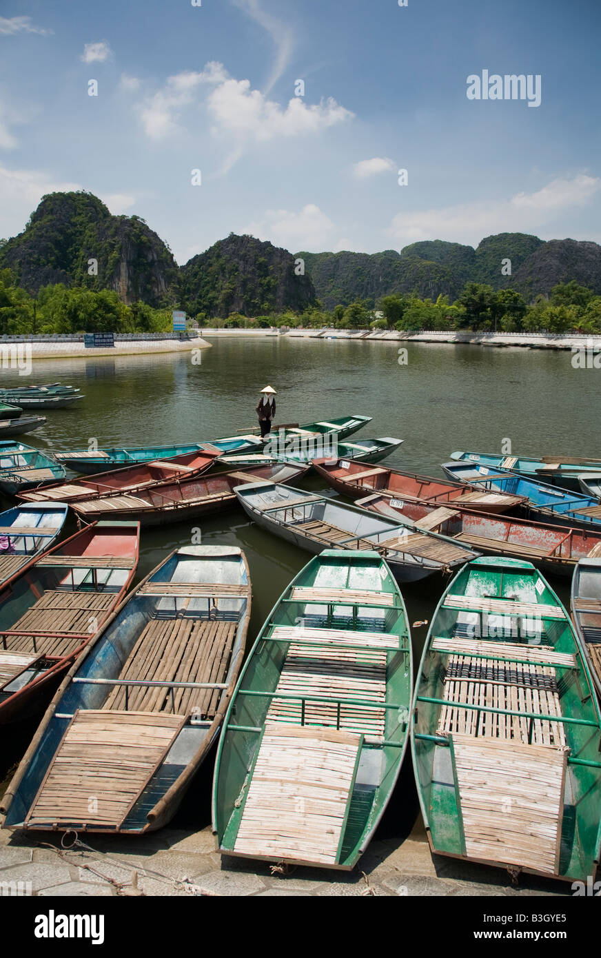 Boat rides at Ninh Binh for Tam Coc in North central Vietnam Stock Photo