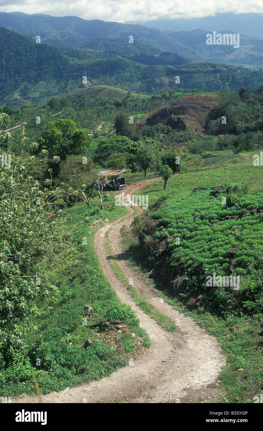 View of the road from Cervantes to Orosi Valley Central Valley Costa Rica Central America Stock Photo