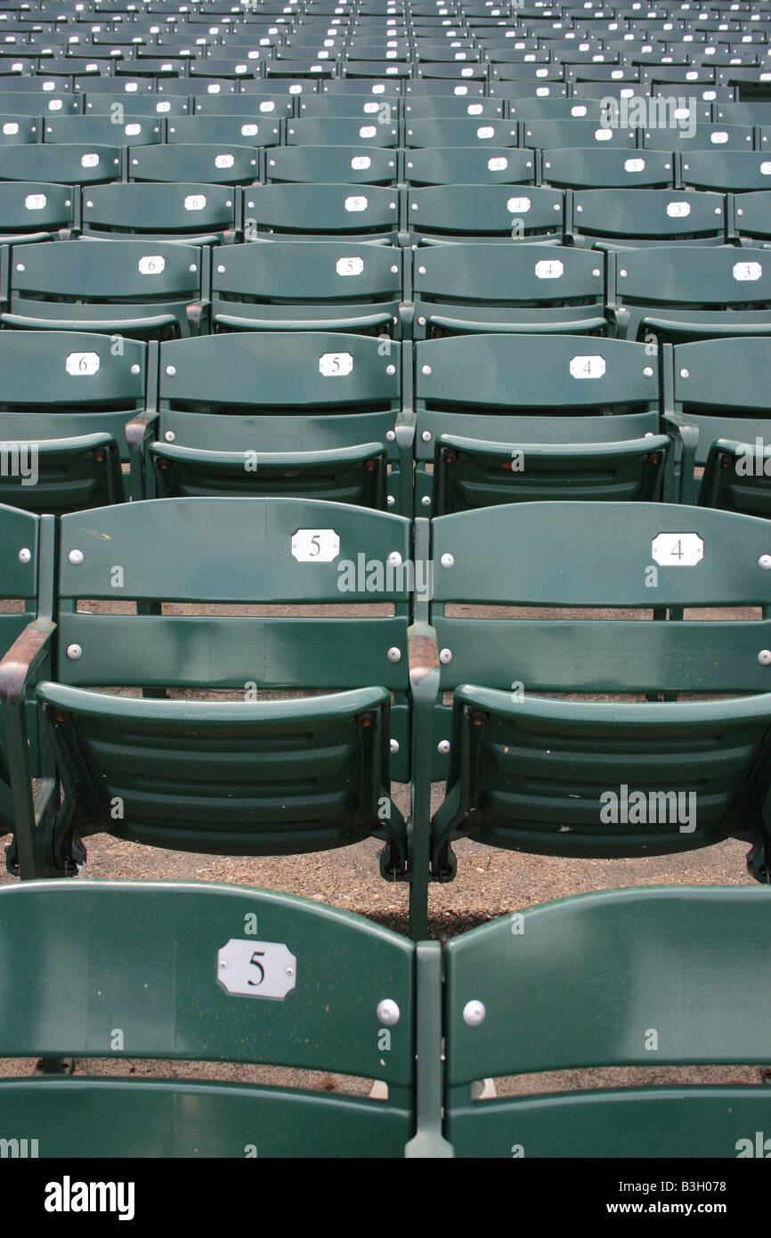 Empty seats at Wrigley Field in  Chicago. Stock Photo