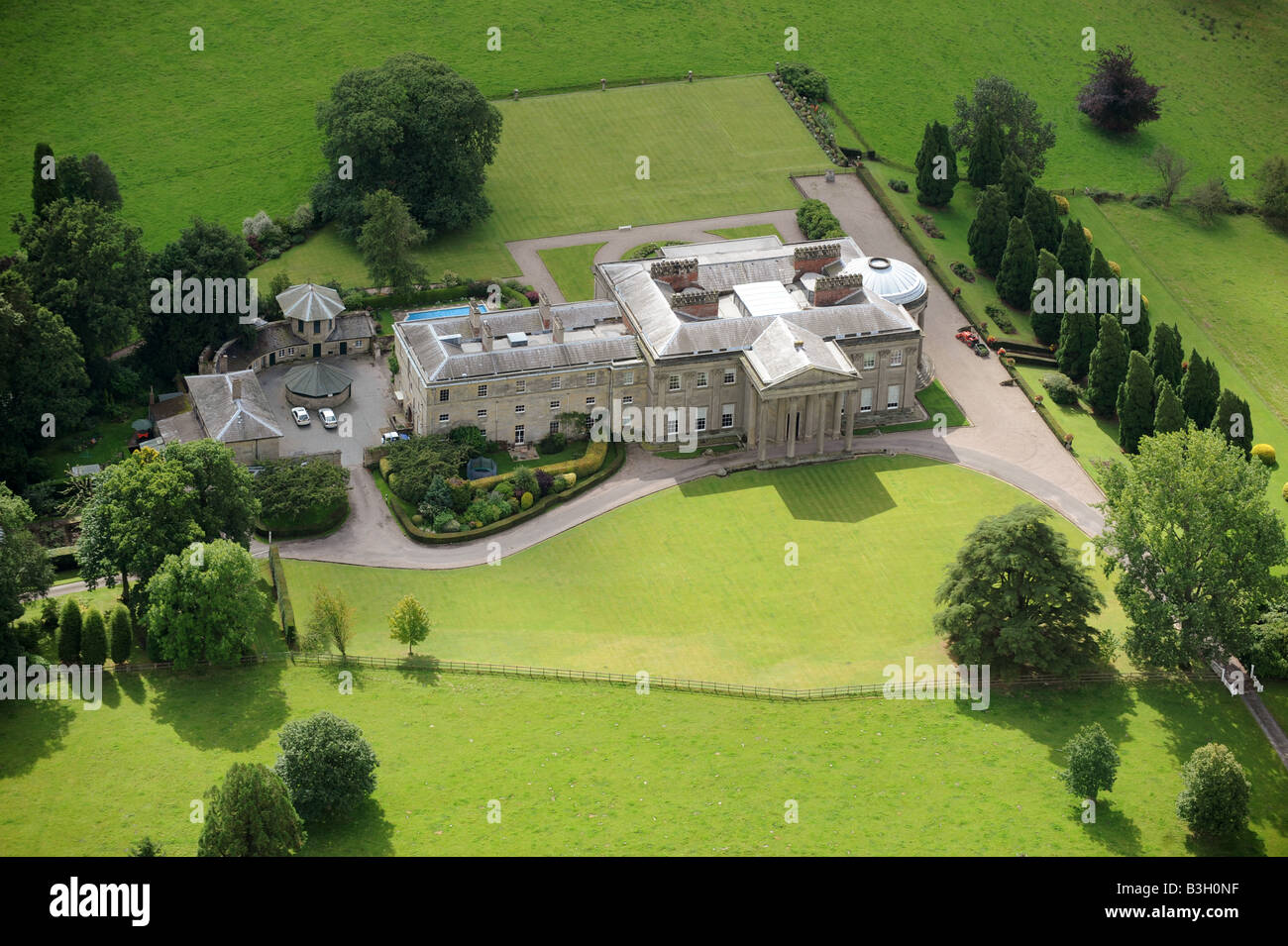 An aerial view of Willey Hall near Broseley in Shropshire England Stock