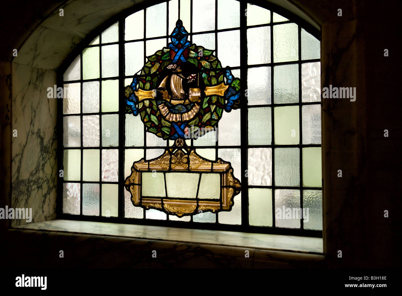 Stained glass window located in the Belfast City Hall Stock Photo Alamy