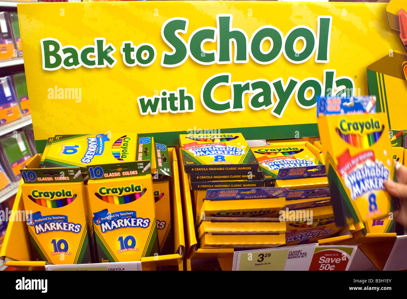 Back to school supplies are seen in a Staples store in New York Stock