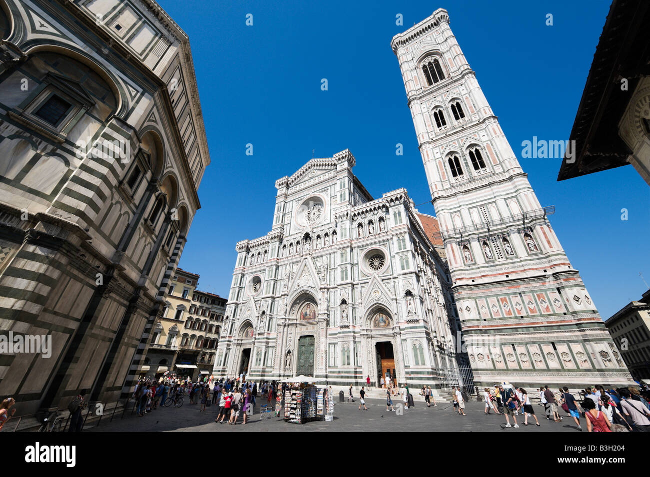 Basilica di Santa Maria del Fiore (the Duomo), Giotto's Campanile and the Baptistry, Piazza San Giovanni, Florence, Italy Stock Photo