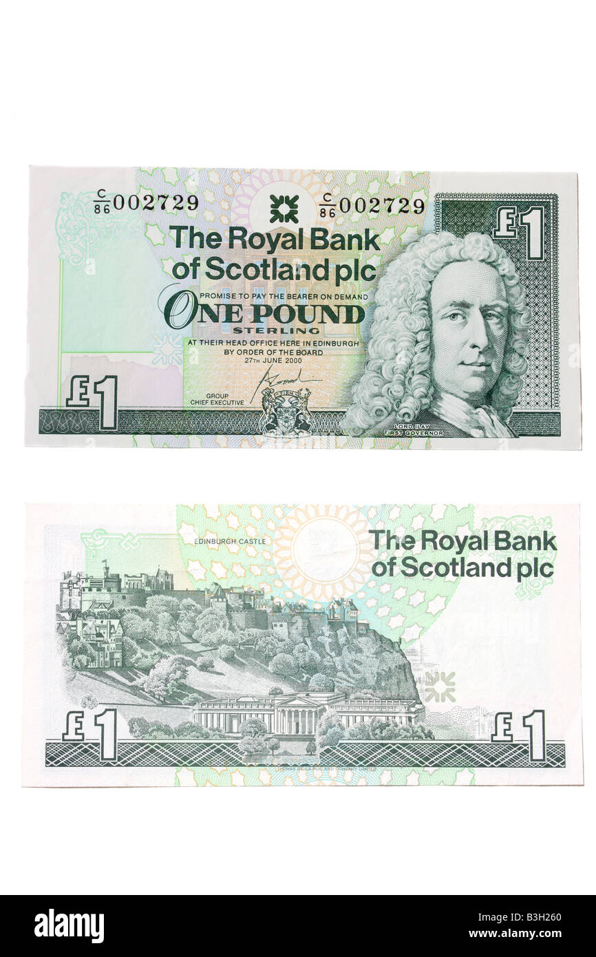 A Scottish one pound bank note. Stock Photo