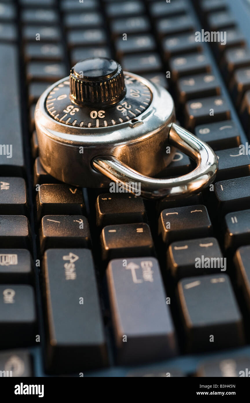 Combination Lock on Keyboard Stock Photo Alamy