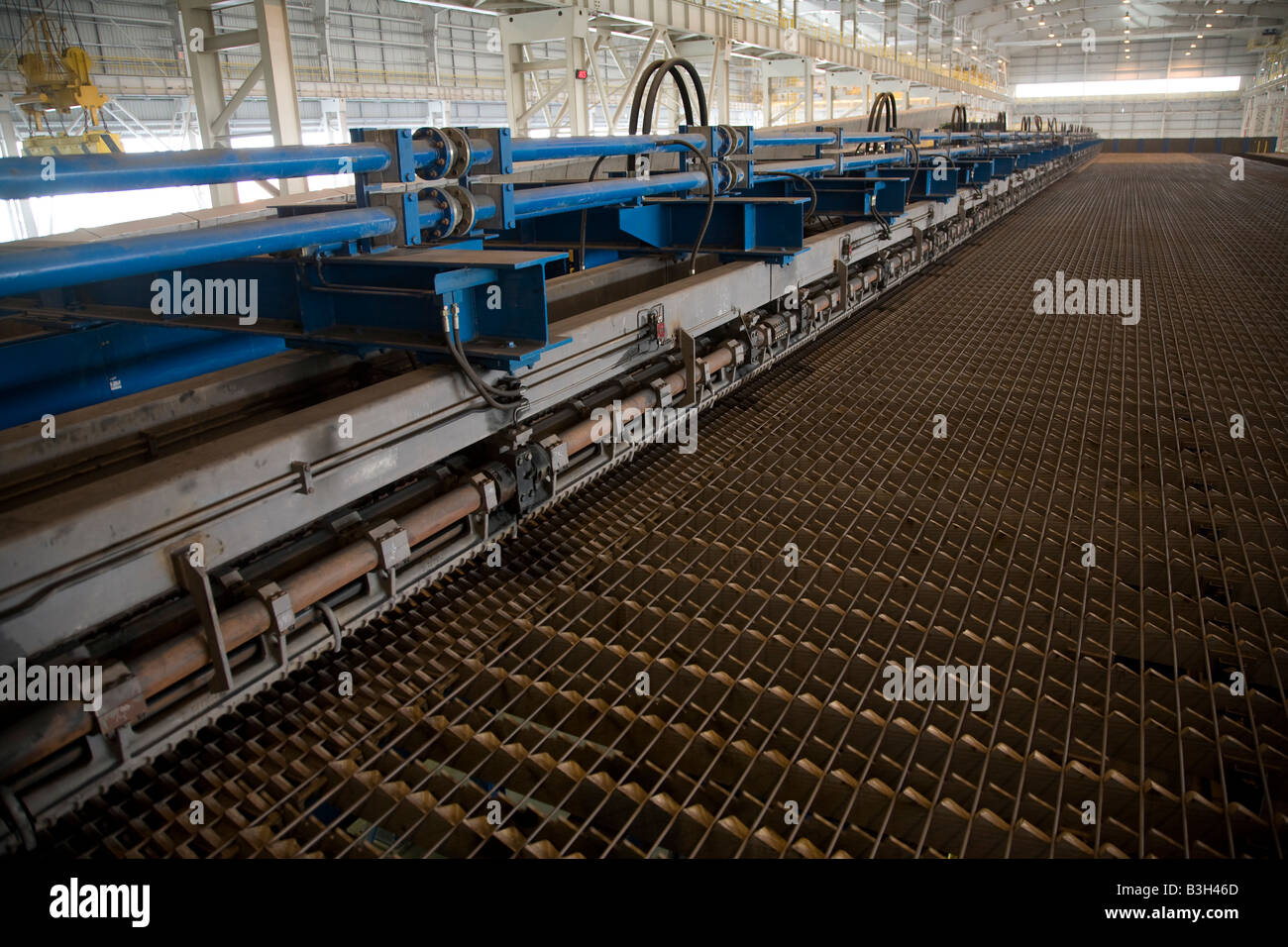 rebar steel rods on production line at EISF Steel Plant Abu Dhabi