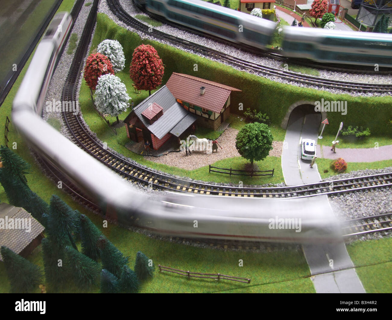 collector's miniature hobby train set in action Stock Photo Alamy