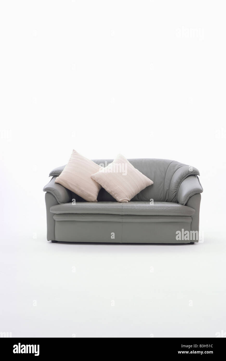 Gray sofa and cushions Stock Photo Alamy