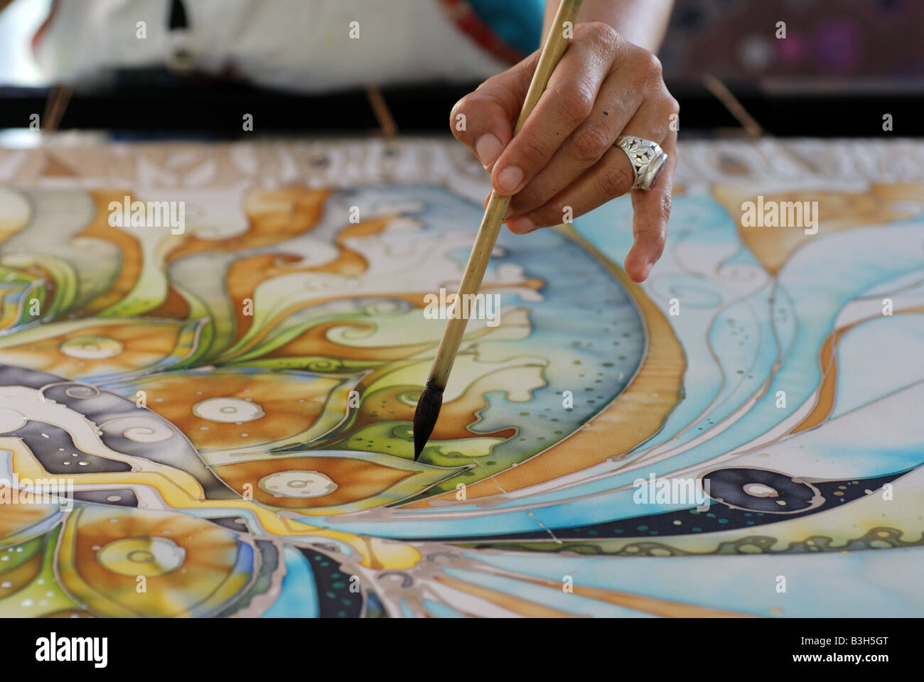 Closeup view of hand batik painting Stock Photo