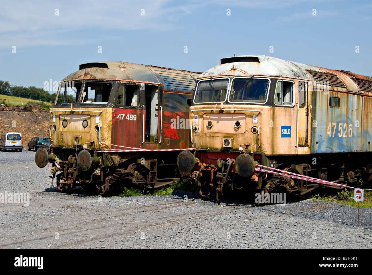Scrapped Diesel Locomotives at the West Coast Railway Company's Carnforth Depot. Stock Photo