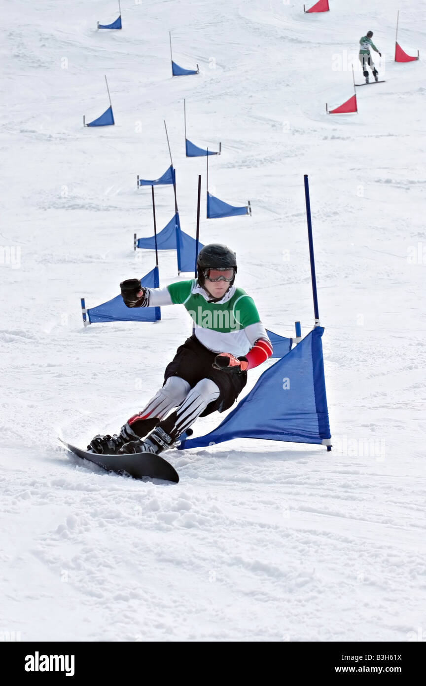 skiing competition two snow skiers Stock Photo - Alamy