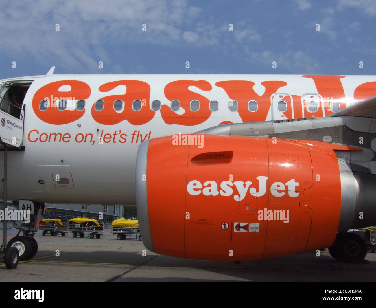 detail of easy jet plane on airport tarmac Stock Photo