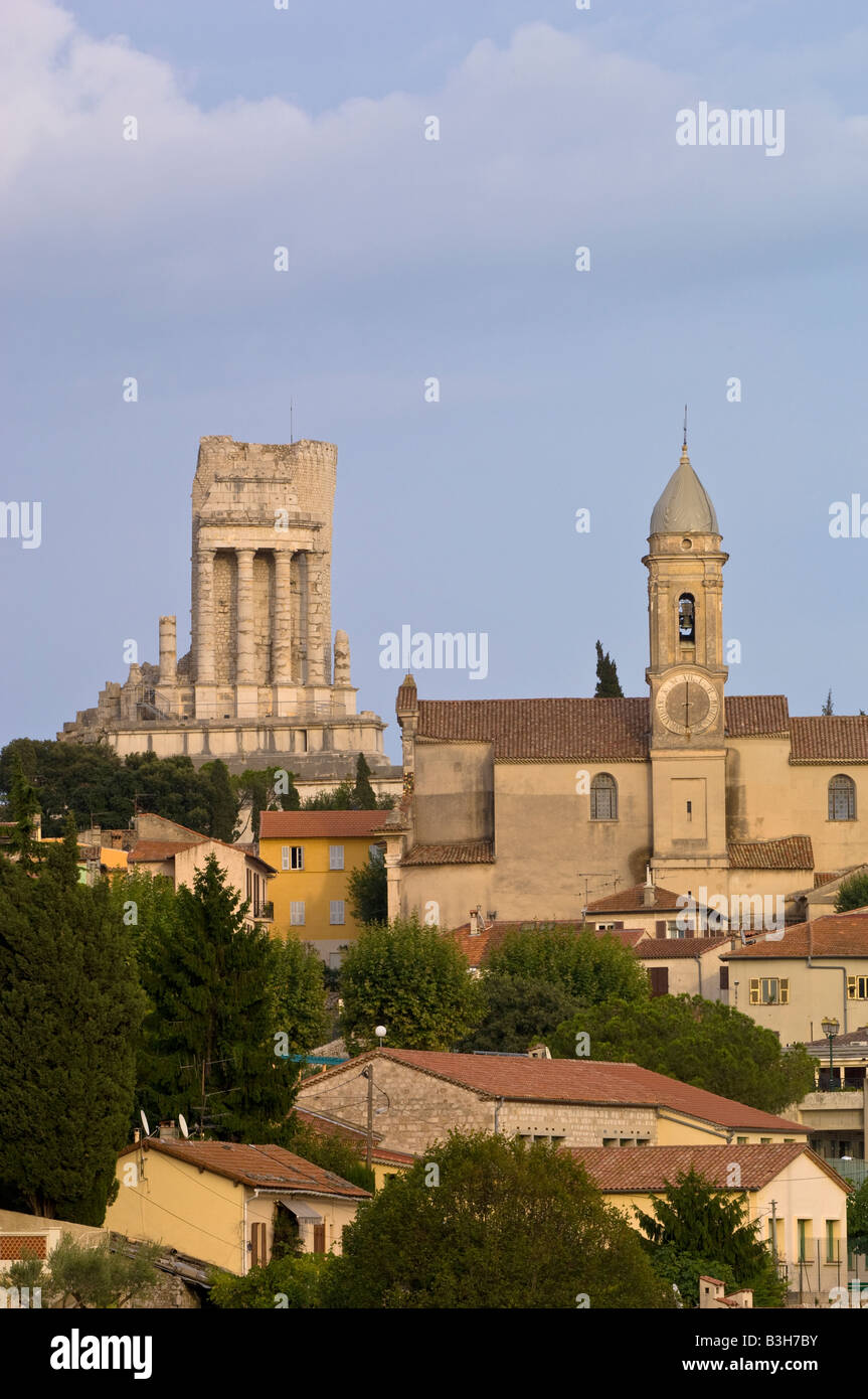 Europe France Provence La Turbie view of village and a Roman ancient