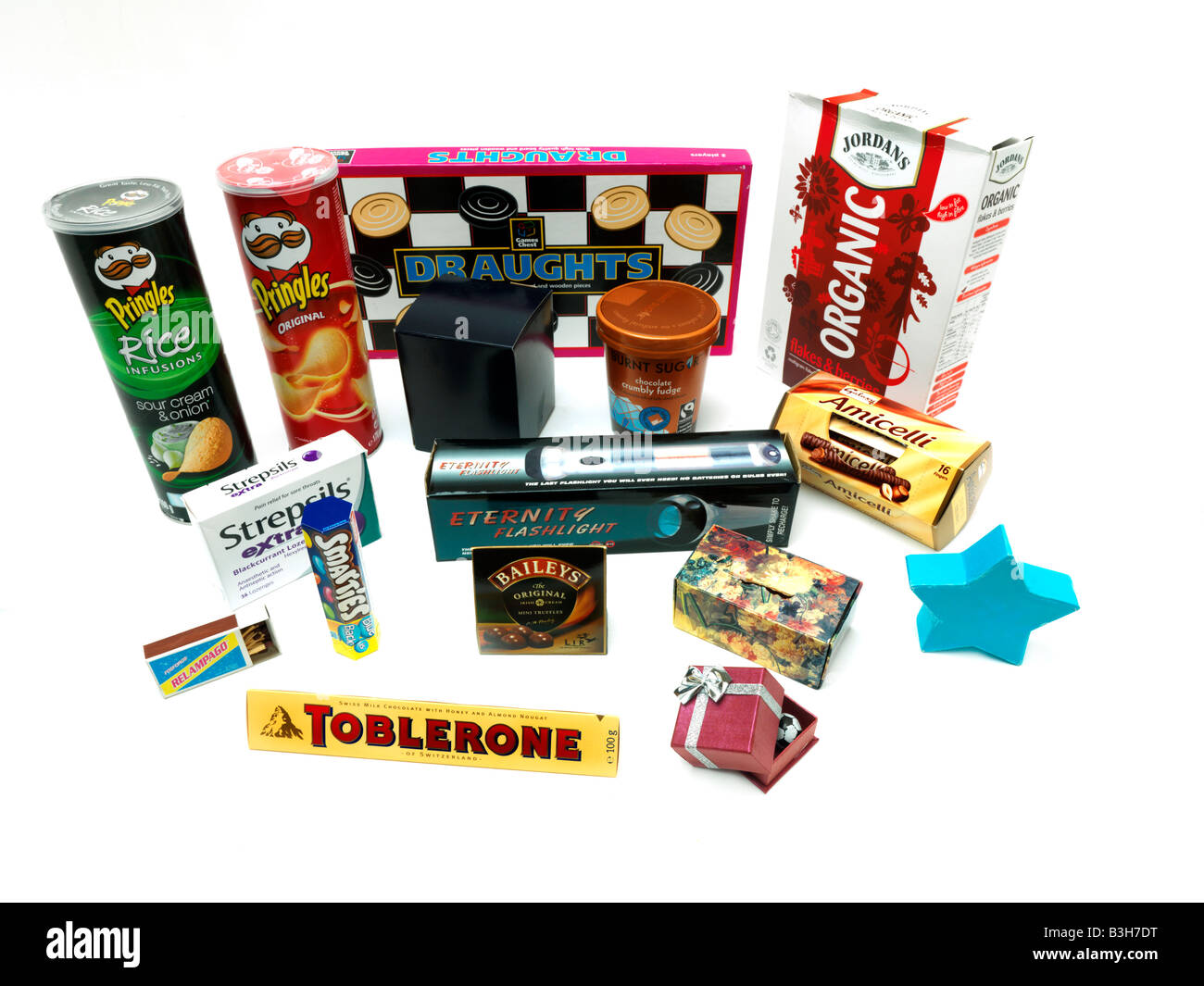 Variety of Packaging Showing Different Shapes and Sizes Stock Photo