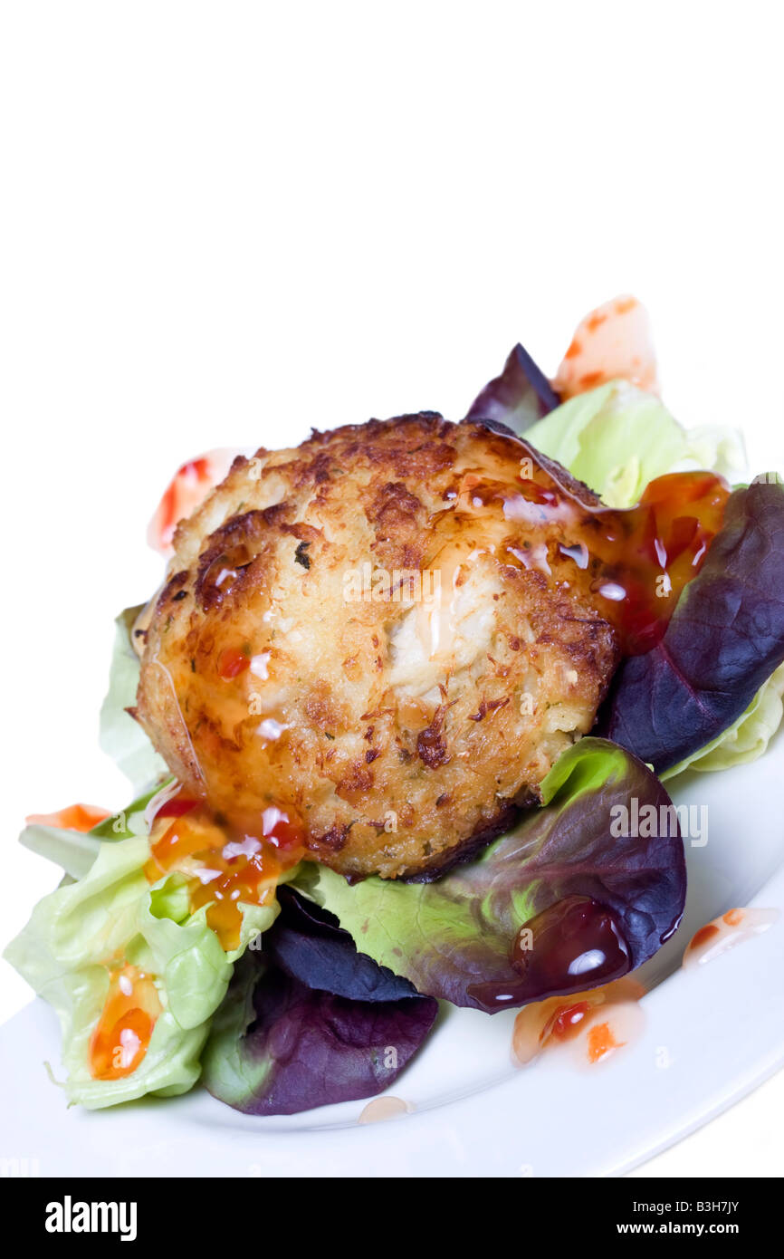 Fresh crab cake salad with sweet chili sauce Stock Photo Alamy