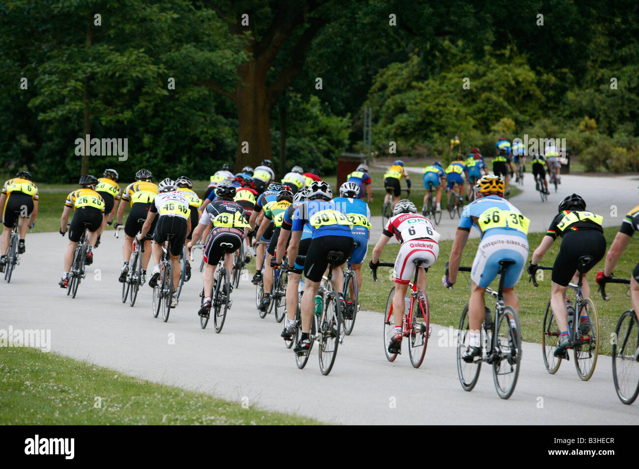 Crystal Palace Summer League cycle racing around Crystal Palace Park, London Stock Photo