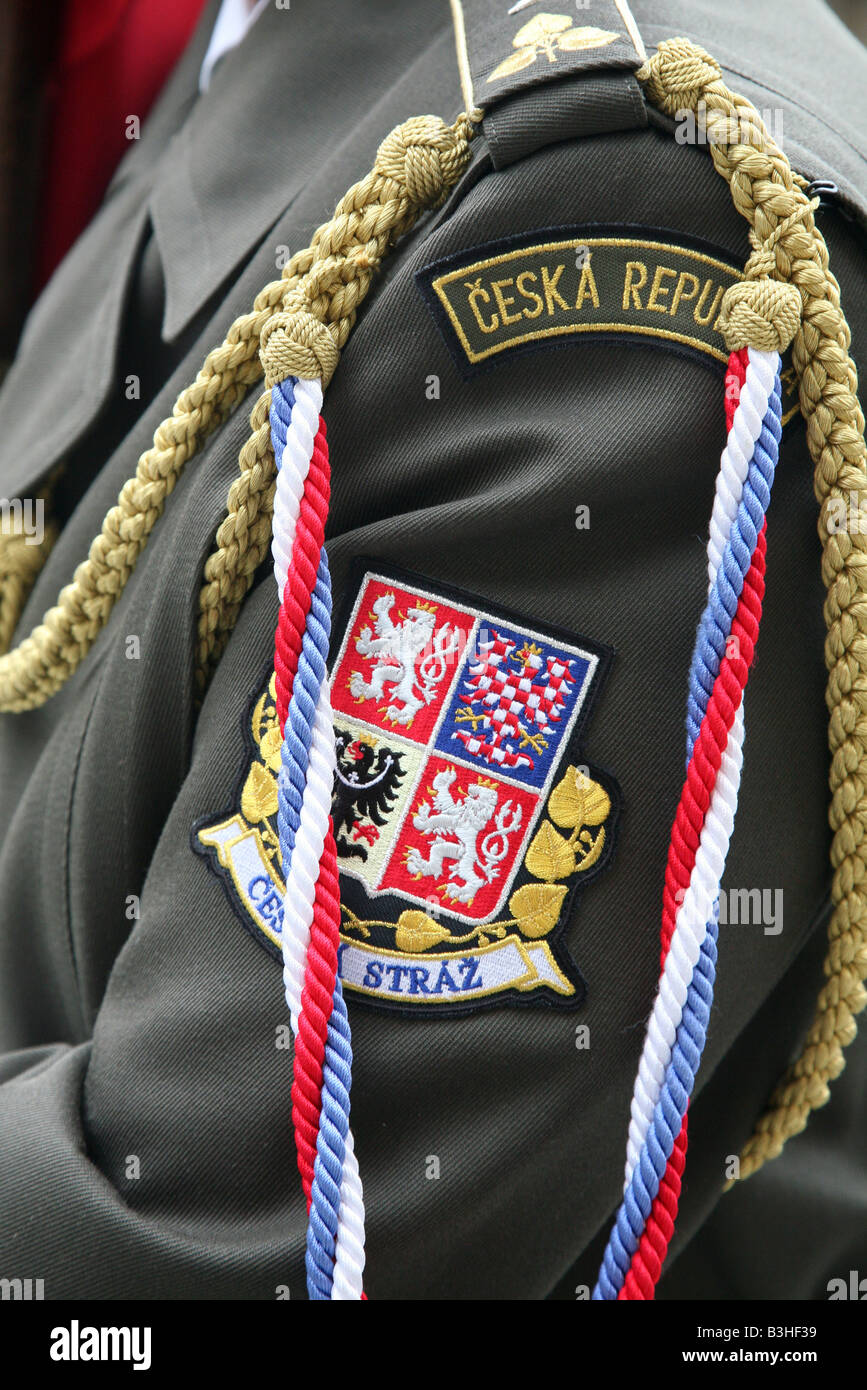 Detail of uniform of the guard of honour at the Prague Castle in Prague, Czech Republic Stock Photo