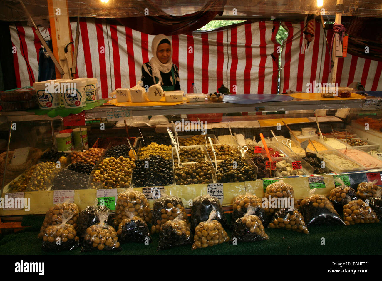 Turkish Market in Kreuzberg district in Berlin, Germany Stock Photo