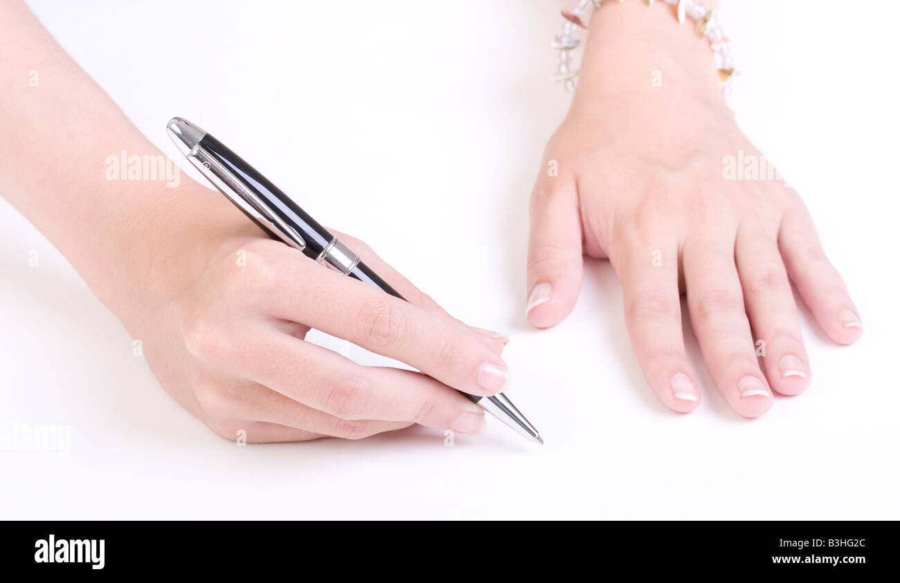 writing with a pen Stock Photo - Alamy