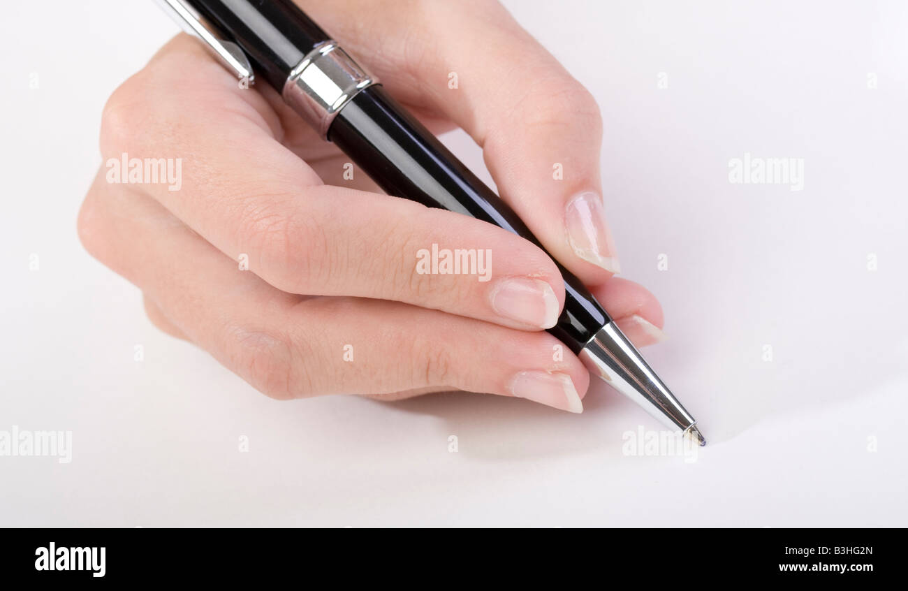 writing with a pen Stock Photo - Alamy