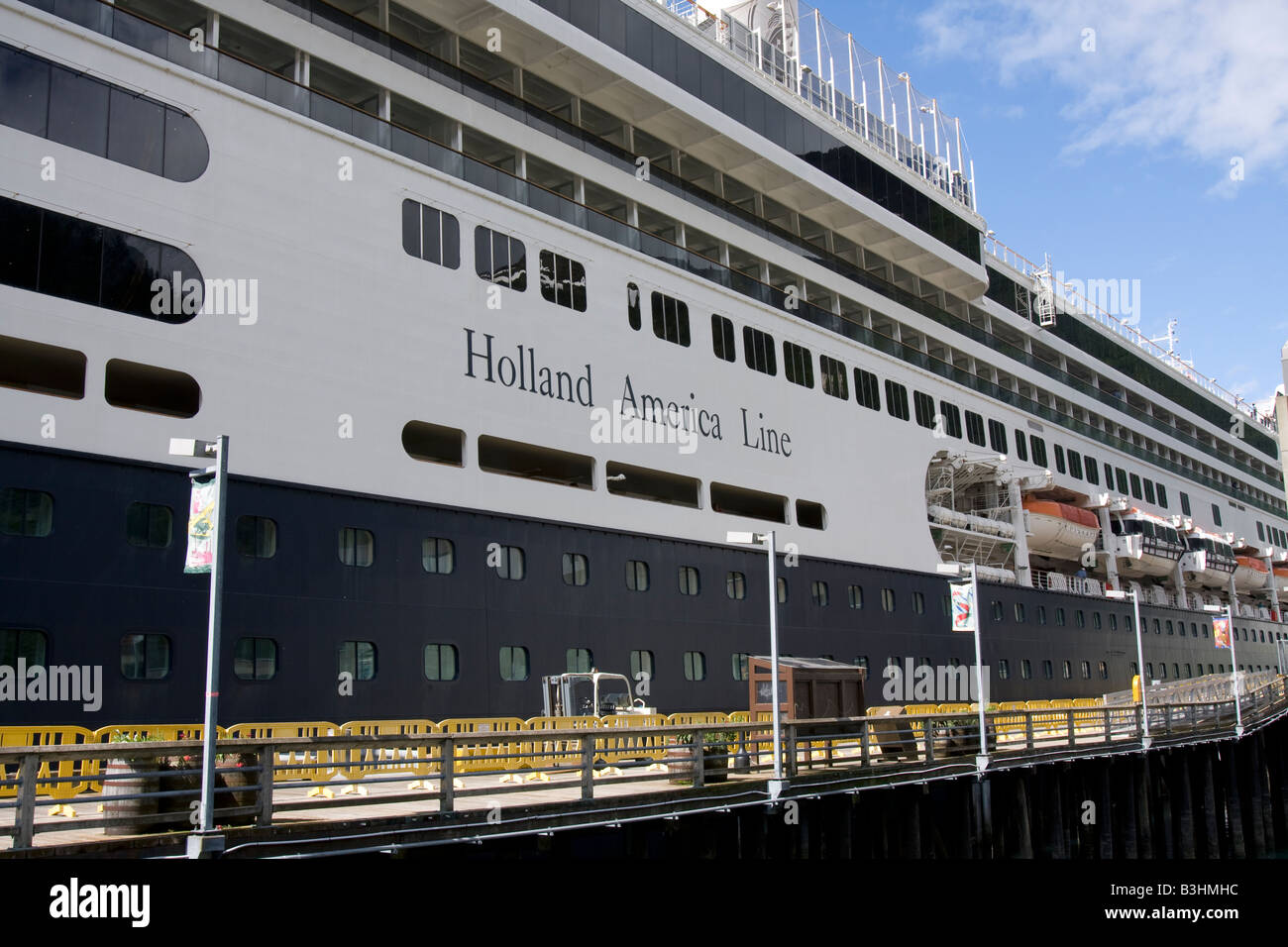 Side of H.A.L. Cruise ferry AMSTERDAM ported in Juneau, Alaska Stock Photo