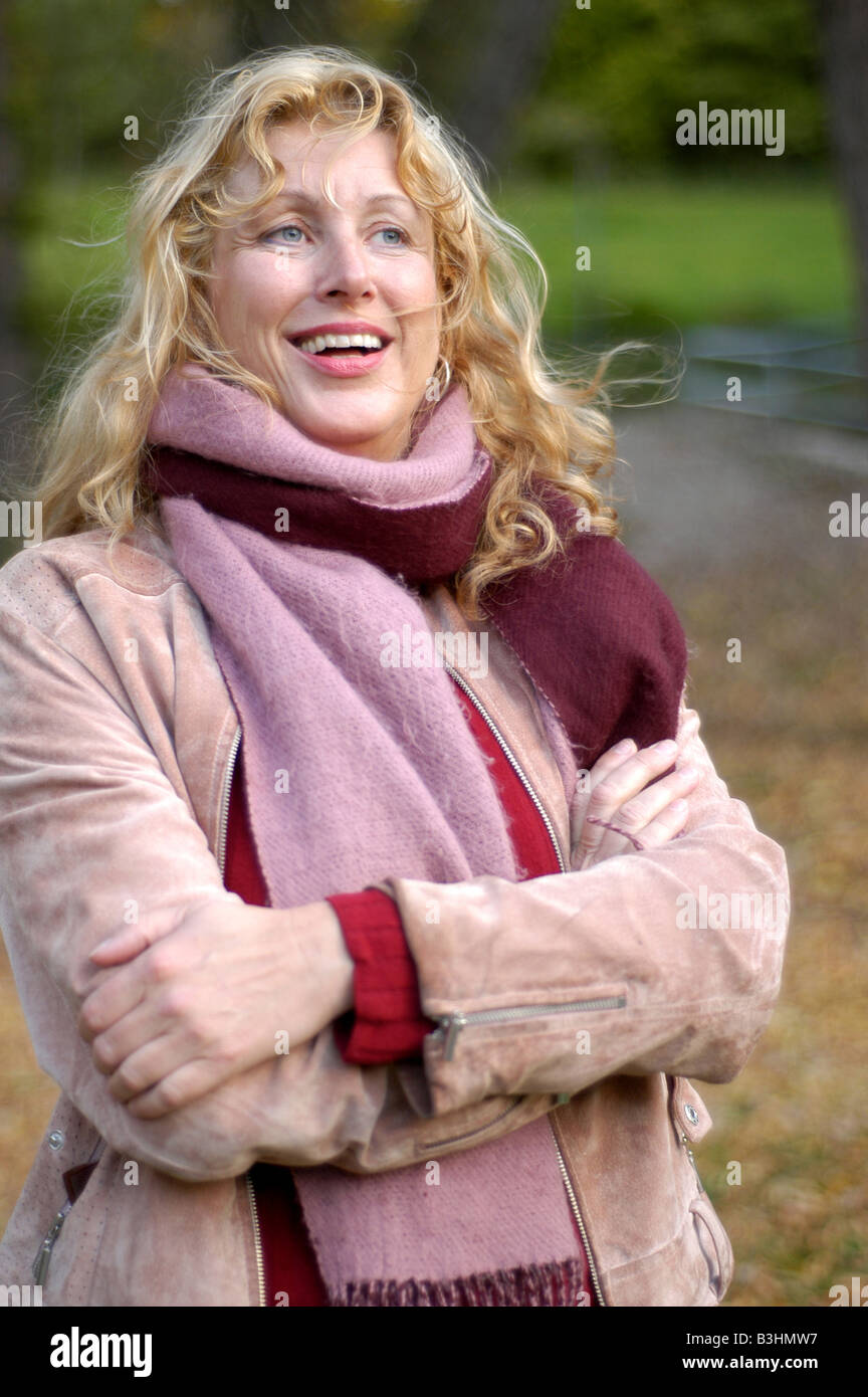 Long haired woman walking hi-res stock photography and images - Alamy