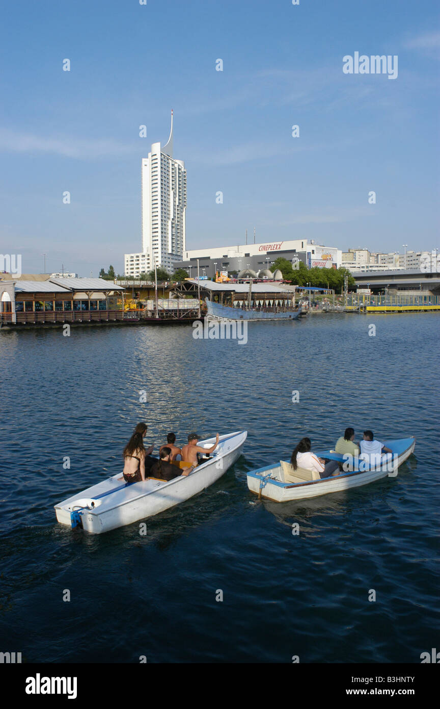 Neue Donau - boats Stock Photo