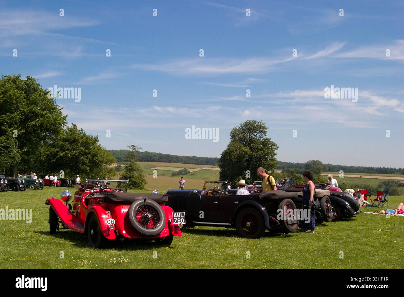 Lagonda classic cars at meeting on South Downs, West Sussex Stock Photo