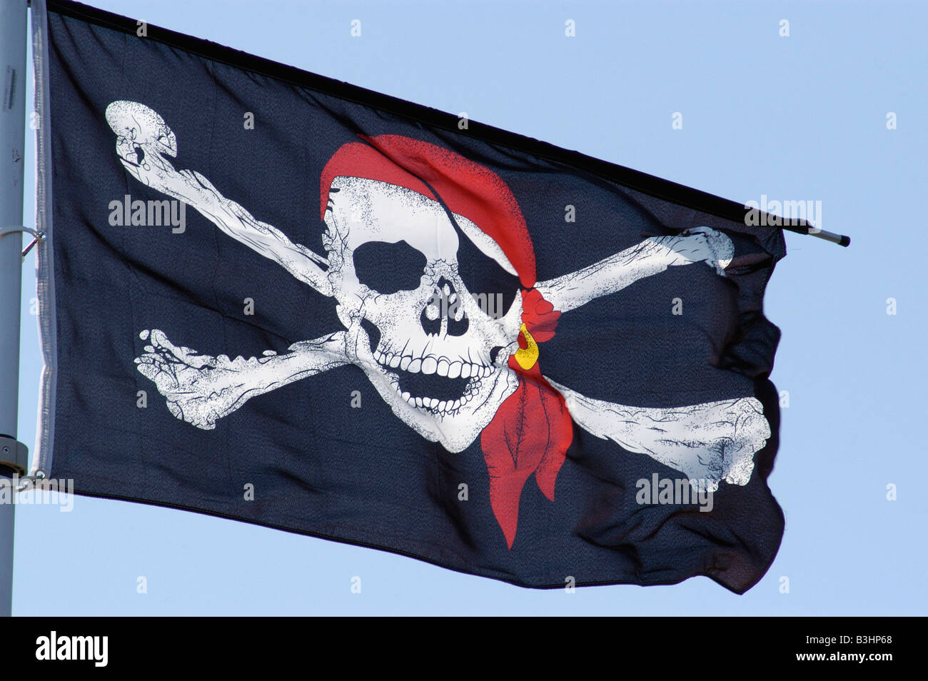 Black pirate flag Stock Photo
